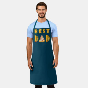 Best DAD Pizza & Tacos Letters Funny Cute Teal Apron