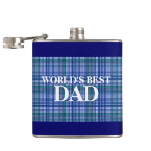 Best dad plaid scottish stripes hip flask