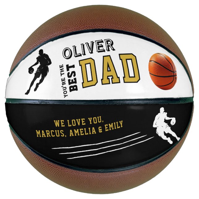 Best Dad Player Silhouette Father Keepsake Basketball (Front)