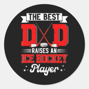 Best Dad Raises An Ice Hockey Player Father's Day Classic Round Sticker