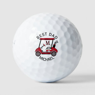 Best Dad Red & Black Custom Cart Personalised Golf Balls