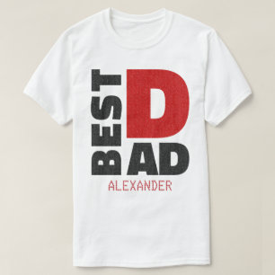 Best Dad Red Black Glitter Name Customized T-Shirt