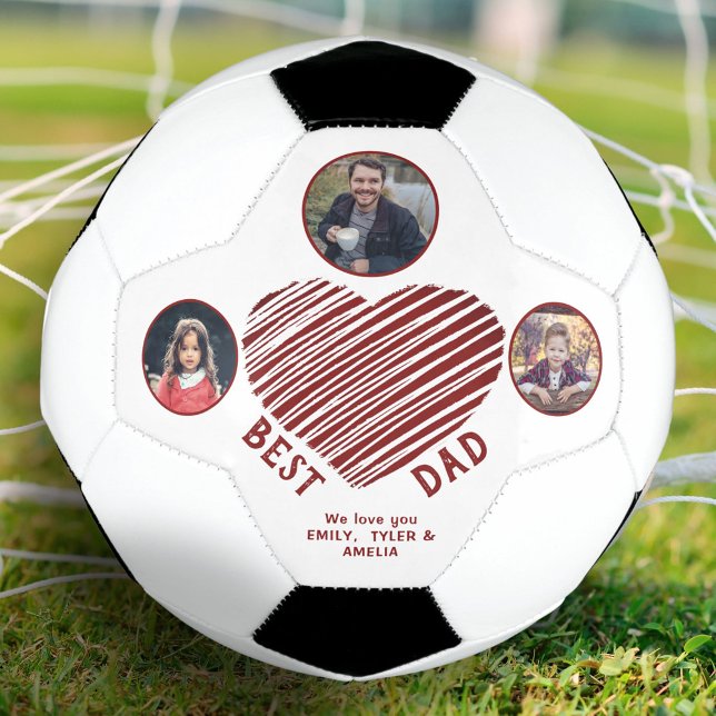 Best Dad Red Heart Father`s Day 3 Photos  Soccer Ball (Creator Uploaded)