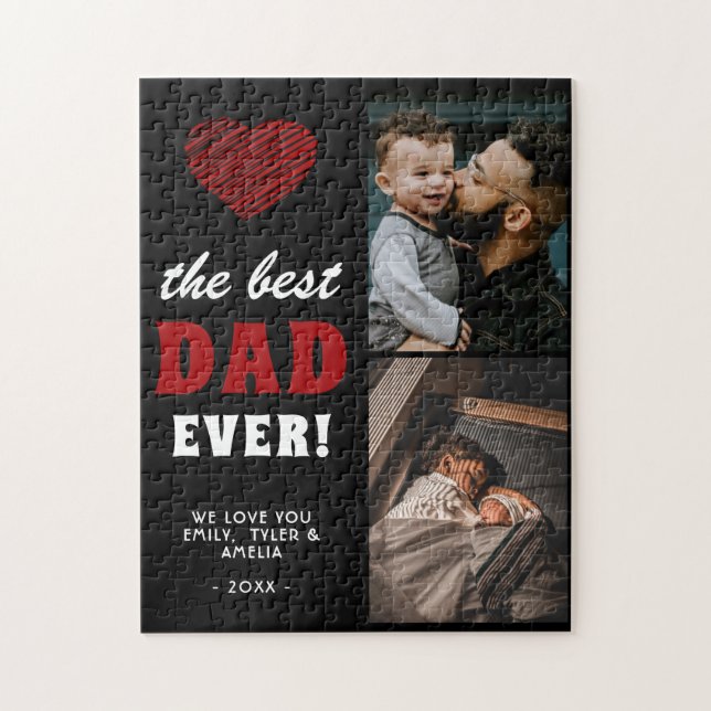 Best Dad Red Heart Father's Day 2 Photo  Jigsaw Puzzle (Vertical)