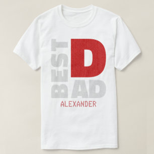 Best Dad Red Silver Glitter Name Customised T-Shirt