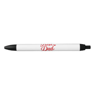 Best Dad Script Red Heart Black Ink Pen