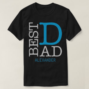 Best Dad Silver Blue Glitter Name Personalized T-Shirt