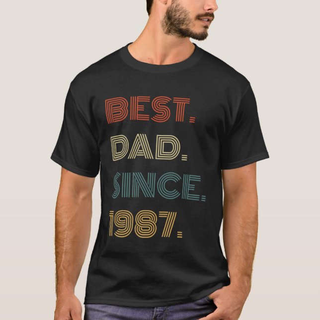 Best Dad Since 1987 Clothes  for Him Men Retro Vin T-Shirt (Front)