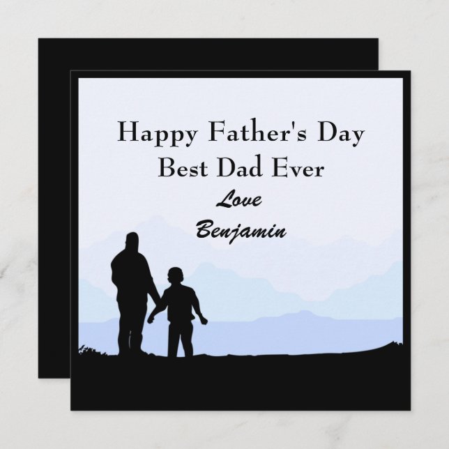 Best Dad & Son Silhouettes Name Father's Day Card (Front/Back)