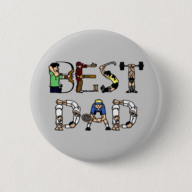 Best Dad Sports Fun Text 6 Cm Round Badge (Front)