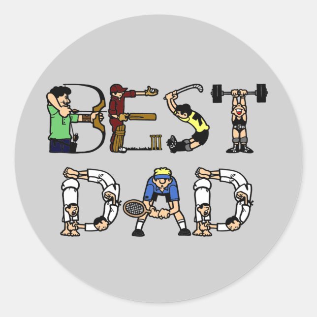 Best Dad Sports Fun Text Sticker (Front)