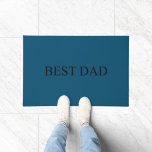 Best Dad teal blue and black modern funny Doormat