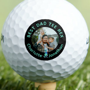 Best Dad Tee Rex Custom Photo Kids Names Golf Balls
