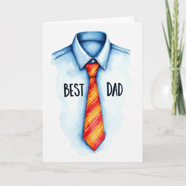 Best Dad Tie Watercolor Card (Front)