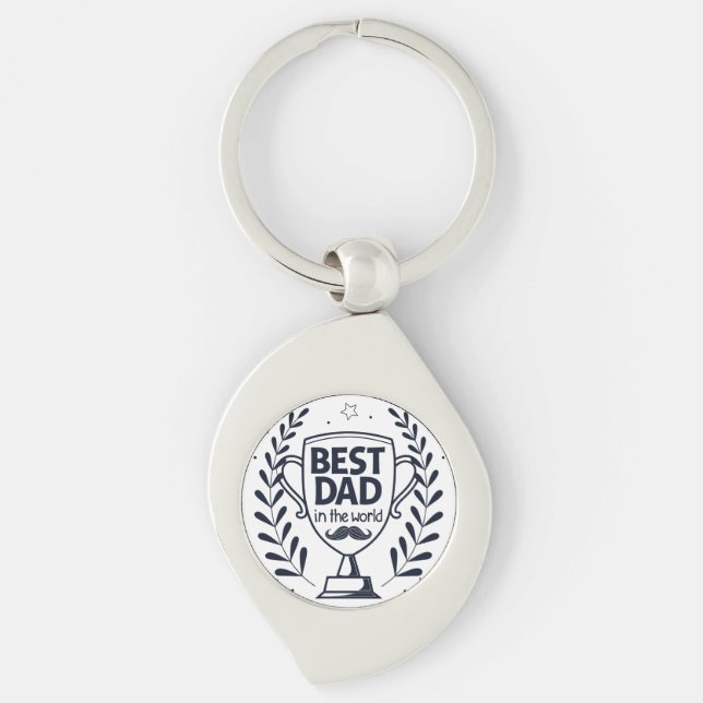 Best Dad Trophy Design – Father’s Day Gift Key Ring (Front)