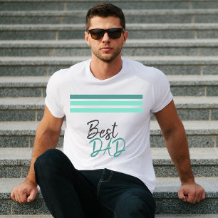 Best Dad Turquoise Modern Script Father`s Day T-Shirt