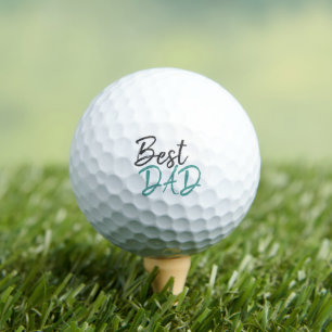 Best Dad Turquoise Script Father`s Day Golf Balls