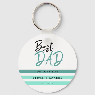 Best Dad Turquoise Typography Father`s Day Key Ring