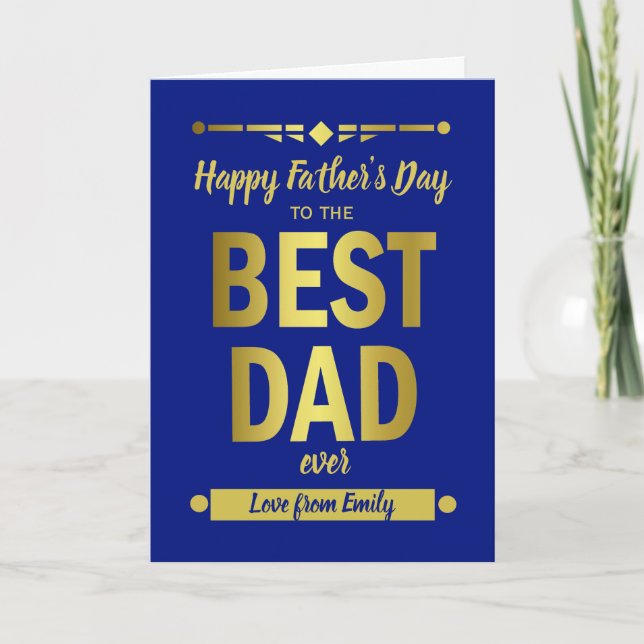 Best Dad Typography Gold Father's Day Holiday Card (Front)