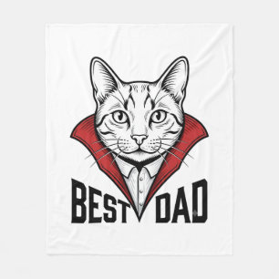 Best Dad Vampire Cat Vintage Engraving Design_1 Fleece Blanket
