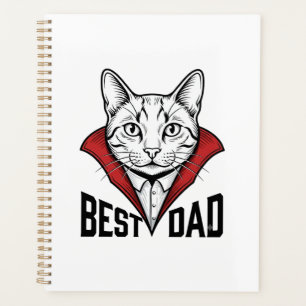 Best Dad Vampire Cat Vintage Engraving Design_1 Planner
