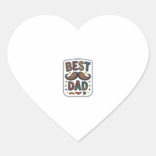 Best Dad Vintage Moustache Vector Father Design_1 Heart Sticker