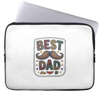 Best Dad Vintage Moustache Vector Father Design_1 Laptop Sleeve