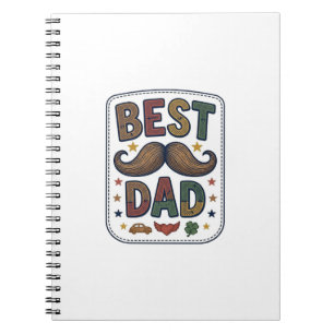 Best Dad Vintage Moustache Vector Father Design_1 Notebook