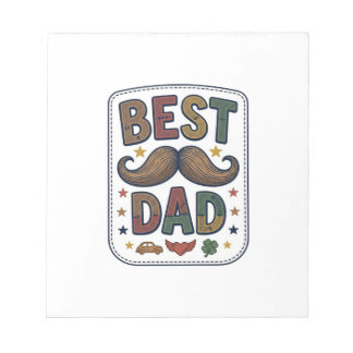 Best Dad Vintage Moustache Vector Father Design_1 Notepad