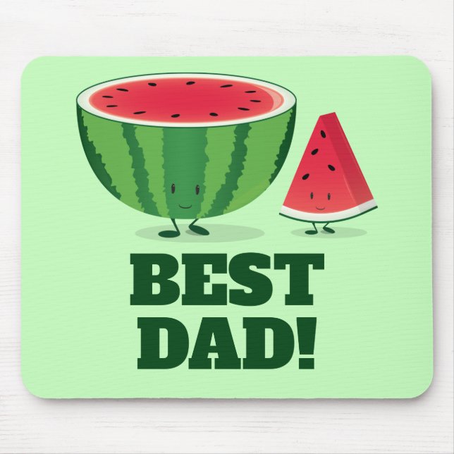 Best Dad Watermelon Fruit Melon Cartoon Characters Mouse Pad (Front)