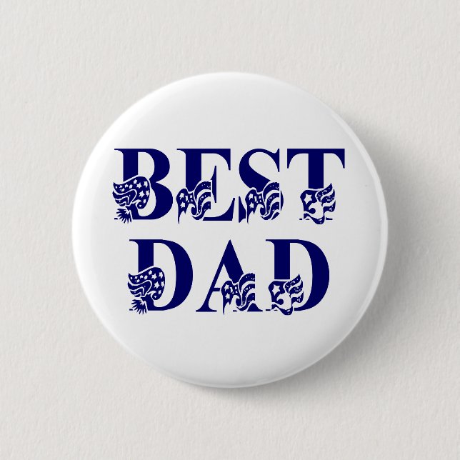 Best Dad with Flags Blue Text 6 Cm Round Badge (Front)