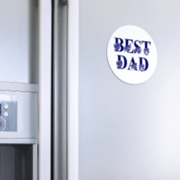 Best Dad with Flags Blue Text Magnet