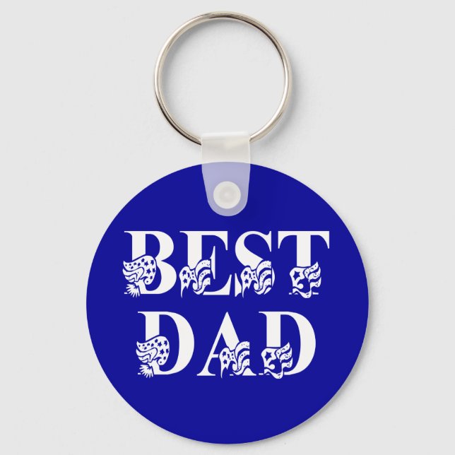 Best Dad with Flags White Text Key Ring (Front)