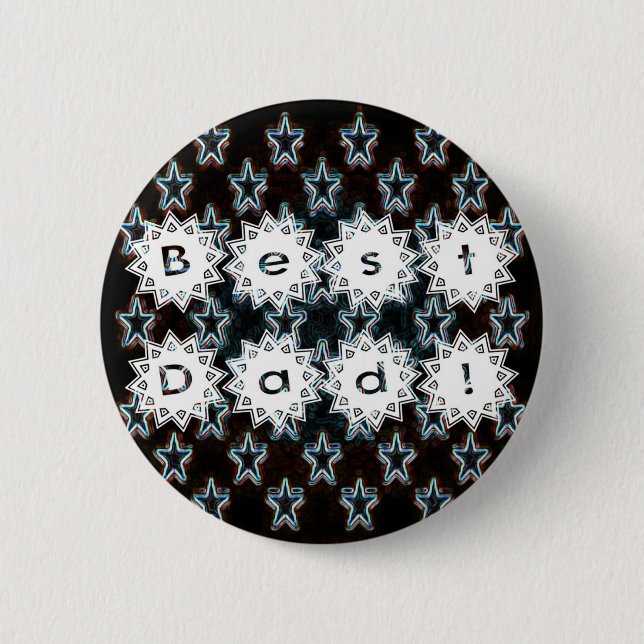 Best Dad with Neon Stars 6 Cm Round Badge (Front)