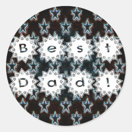 Best Dad with Neon Stars Classic Round Sticker