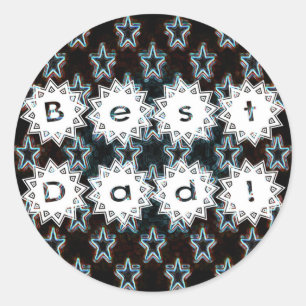 Best Dad with Neon Stars Classic Round Sticker