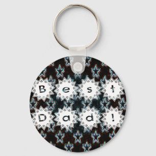 Best Dad with Neon Stars Key Ring