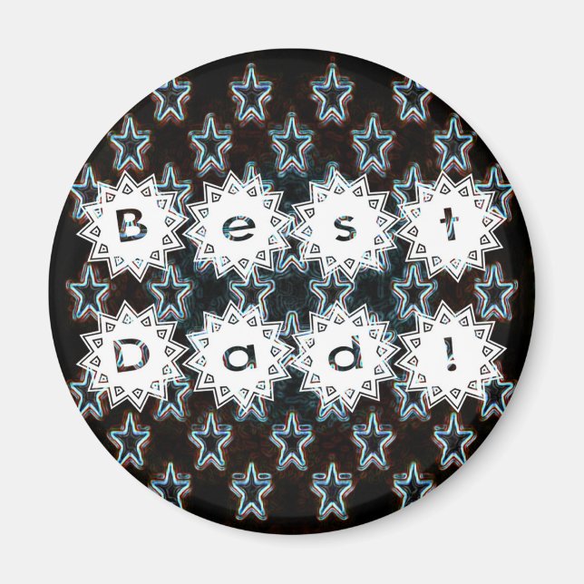 Best Dad with Neon Stars Magnet (Front)