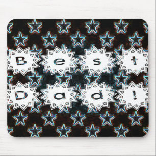 Best Dad with Neon Stars Mouse Pad