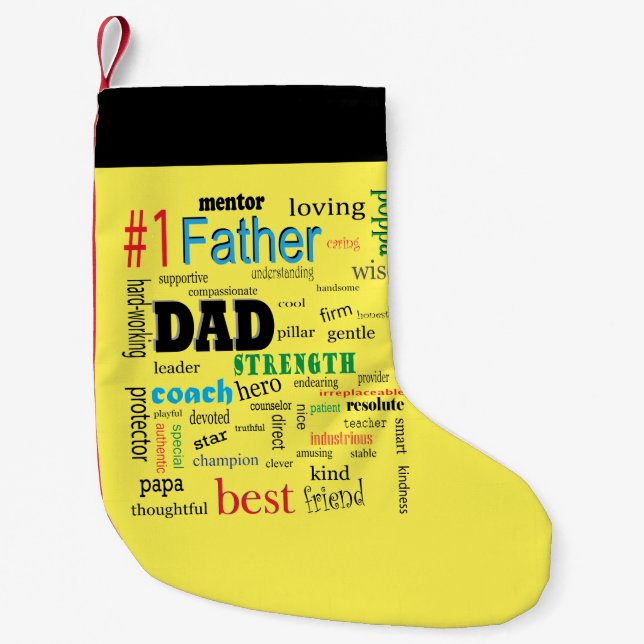Best Dad Word Cloud Fabulous Amazing Small Christmas Stocking (Front)