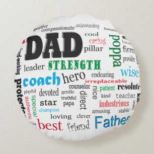 Best Dad Word Cloud Round Cushion