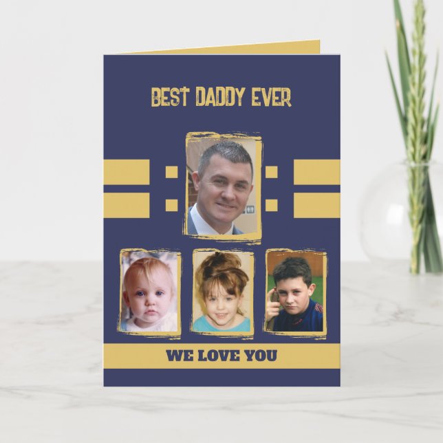 Best daddy 4 photos love you navy gold card (Front)
