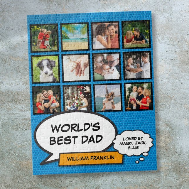 Best Daddy Dad Father 12 Photo Blue Fun Comic Jigsaw Puzzle (Best Daddy Dad Father 12 Photo Blue Fun Comic Jigsaw Puzzle)