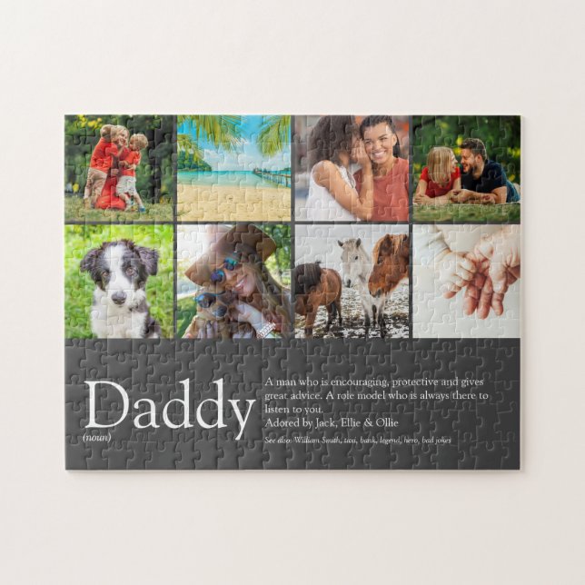 Best Daddy Dad Father Definition 6 Photo Fun Grey Jigsaw Puzzle (Horizontal)