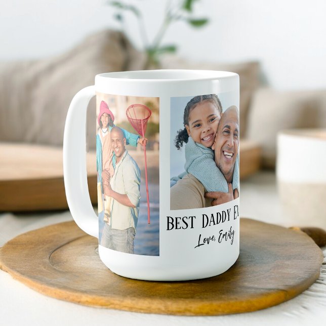 Best Daddy Ever 3-Photo Template Coffee Mug (Personalize with 3 favorite photos and your text.)