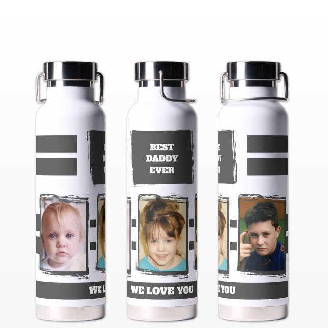 Best daddy ever 3 photos love you white grey water bottle (Creator Uploaded)