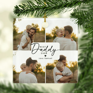 Best Daddy Ever 4 Photo Collage Personalised Ceramic Ornament