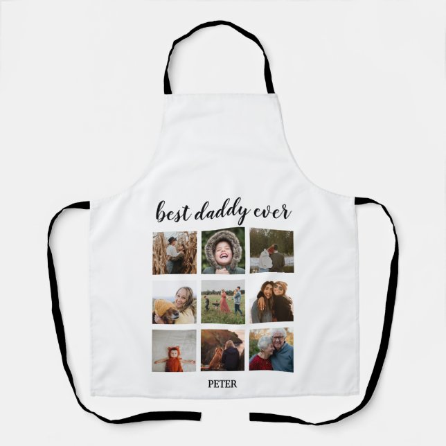 Best Daddy Ever 9 Photos Collage Kitchen Apron (Front)
