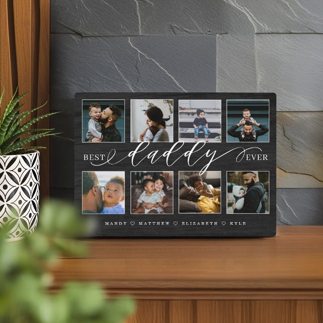 Best Daddy Ever Black Woodgrain Photo Collage Plaque (Best Daddy Ever Black Woodgrain Photo Collage Plaque)