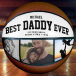 BEST DADDY EVER Cool Trendy Unique Photo Collage Basketball<br><div class="desc">Perfect for the coolest dad you love: A modern BEST DADDY EVER customised basketball with 3 favourite photos in colour, his name, and a sweet message from you as well as names and year. Great Father's Day gift or an awesome surprise for his birthday, surely a keepsake he'll love for...</div>